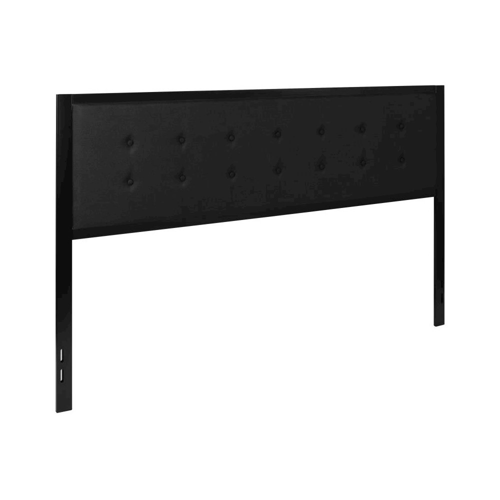 Metal Tufted Upholstered King Size Headboard in Black Fabric. Picture 1