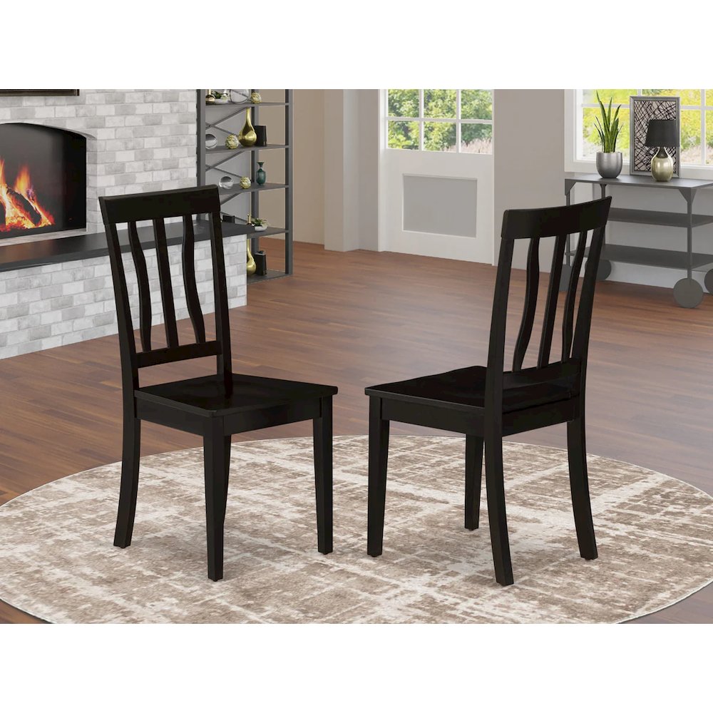 Antique Dining Room Chairs - Slat Back Wooden Seat Chairs, Set of 2. Picture 7