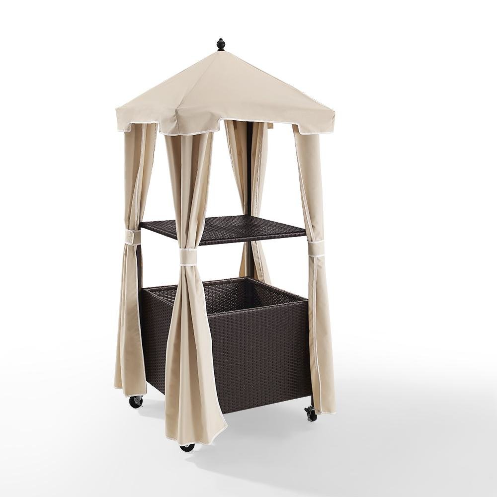 Stylish Beige Outdoor Wicker Towel Valet with Weather-Resistant Features. Picture 1