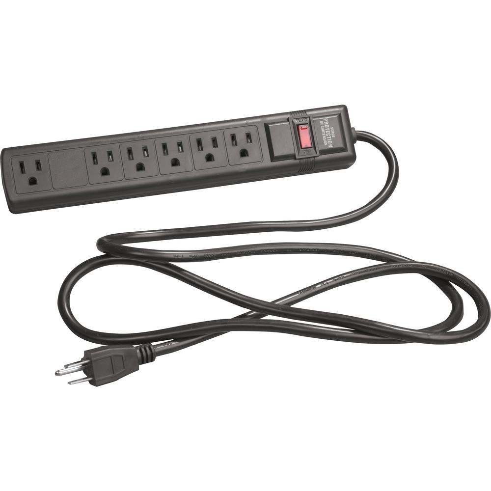 Seven-Outlet Electrical Assembly with Winder, 25-Foot Cord, Black. Picture 1