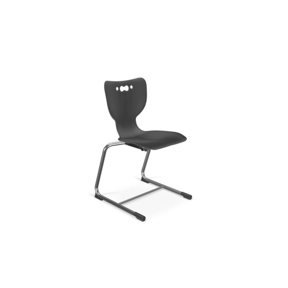 Hierarchy Cantilever School Chair,  14" Height, Chrome Frame, Black Shell. Picture 1