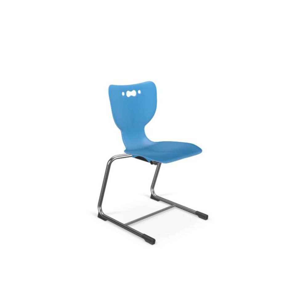 Hierarchy Cantilever School Chair,  14" Height, Chrome Frame, Blue Shell. Picture 1