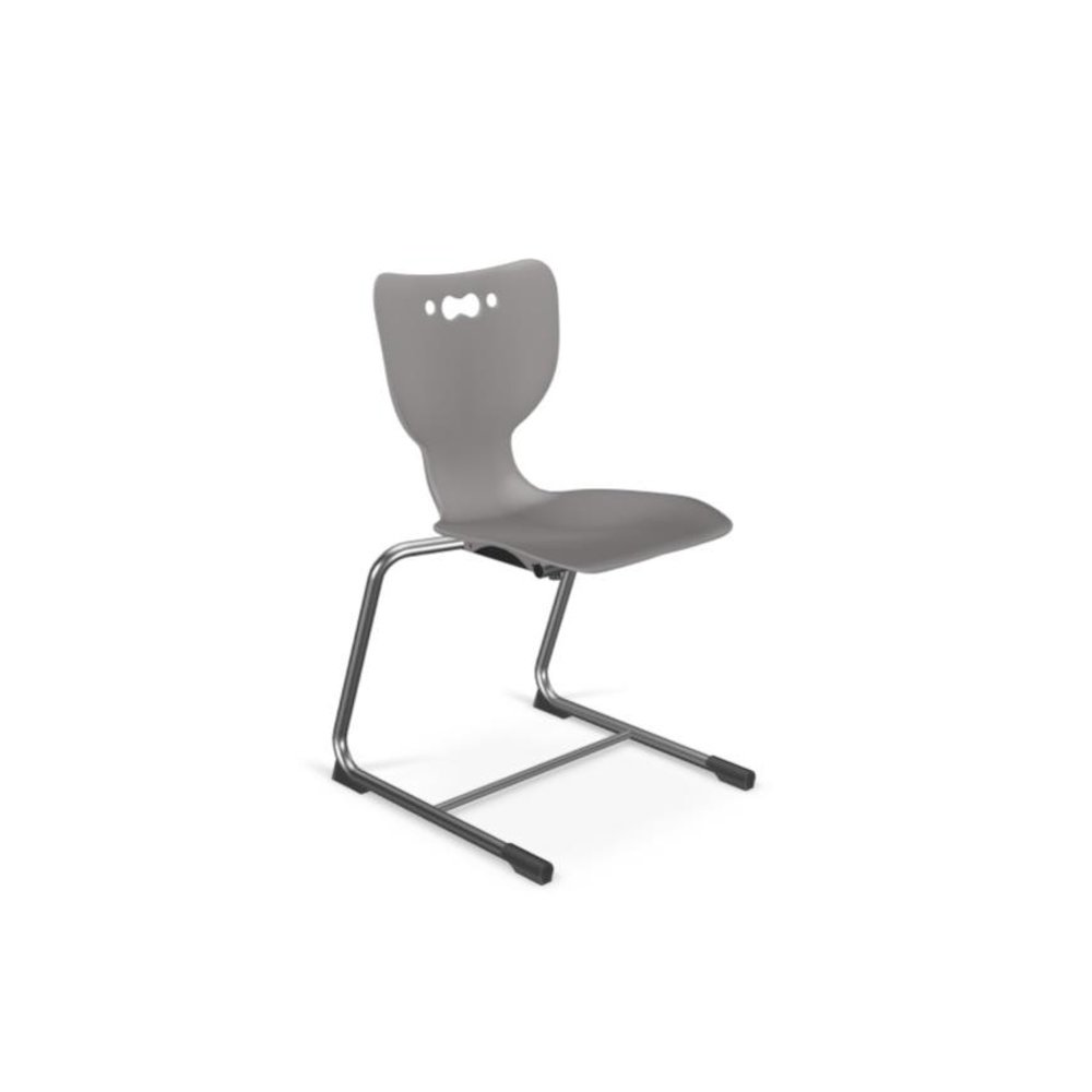 Hierarchy Cantilever School Chair,  14" Height, Chrome Frame, Grey Shell. Picture 1