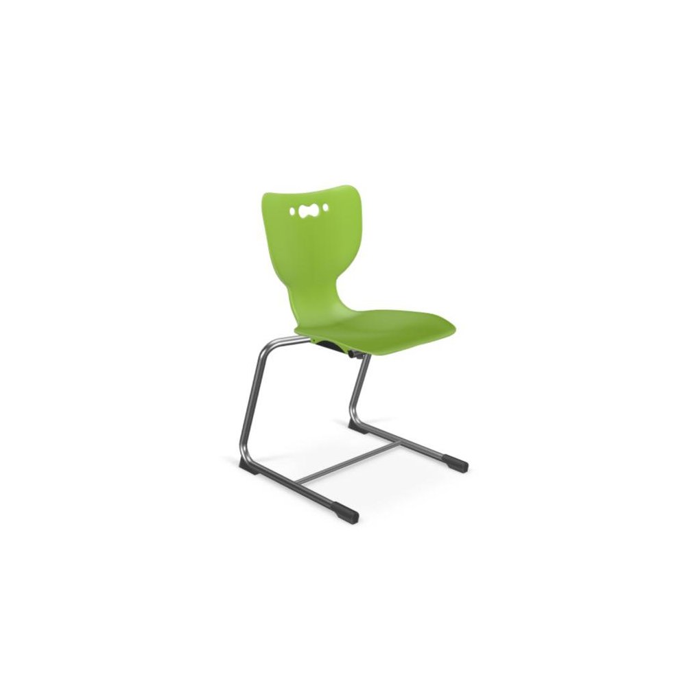 Hierarchy Cantilever School Chair, 14" Height, Chrome Frame, Lime Shell. Picture 1