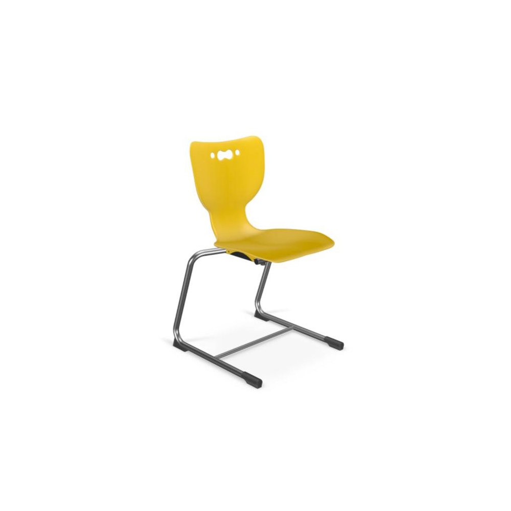 Hierarchy Cantilever School Chair, 14" Height, Chrome Frame, Yellow Shell. Picture 1
