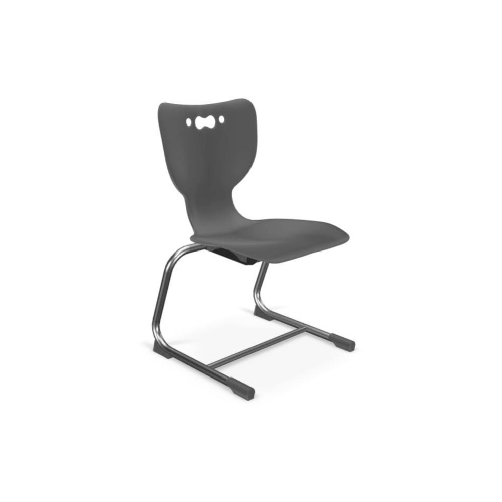 Hierarchy Cantilever School Chair,  16" Height, Chrome Frame, Black Shell. Picture 1