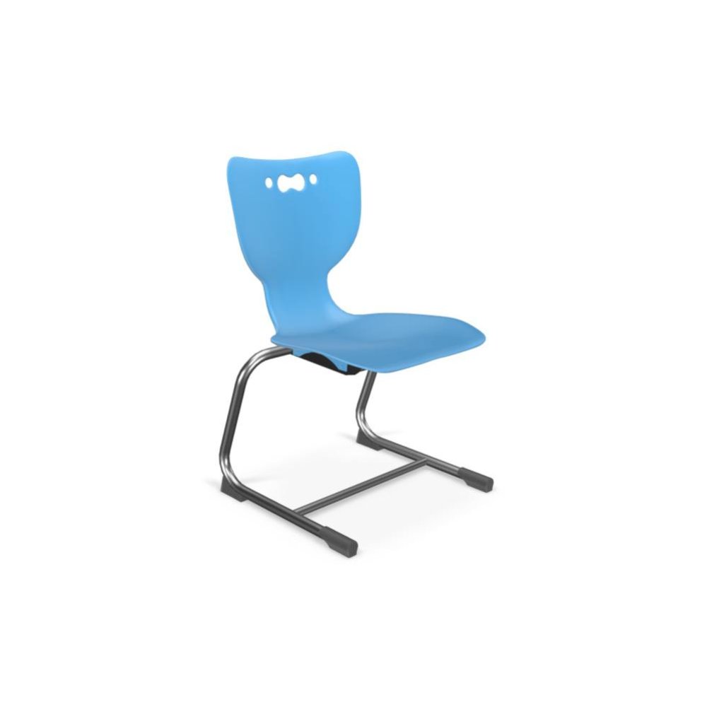 Hierarchy Cantilever School Chair,  16" Height, Chrome Frame, Blue Shell. Picture 1