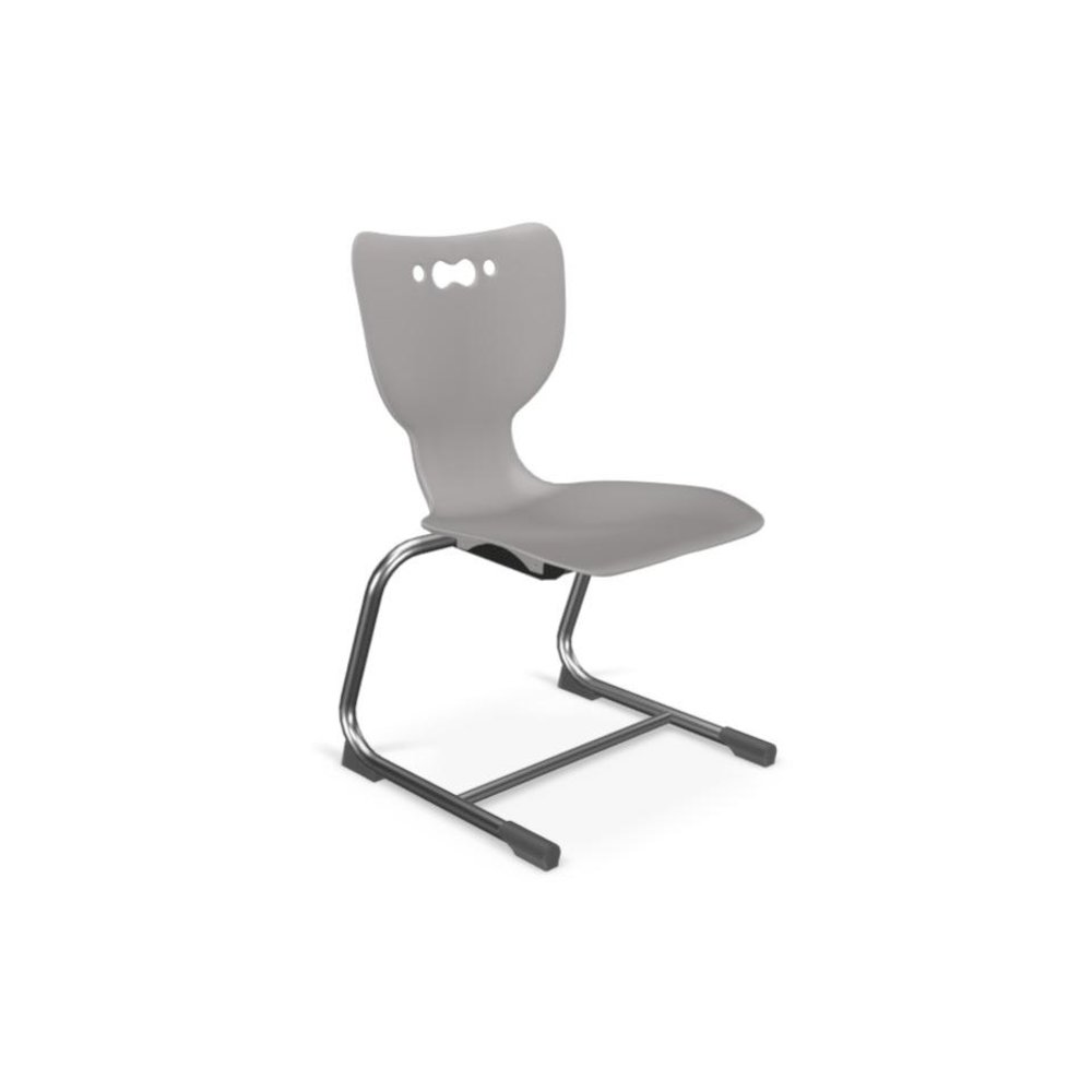 Hierarchy Cantilever School Chair,  16" Height, Chrome Frame, Grey Shell. Picture 1