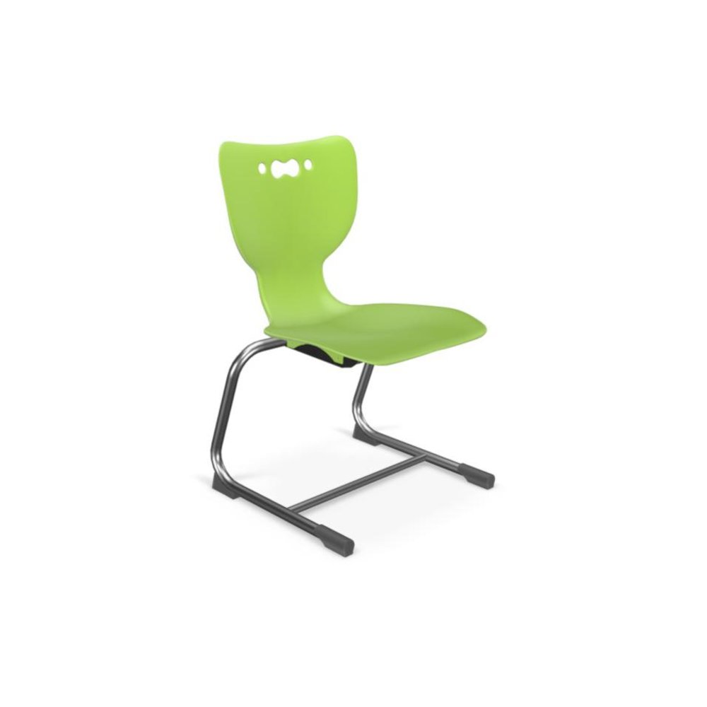 Hierarchy Cantilever School Chair,  16" Height, Chrome Frame, Lime Shell. Picture 1