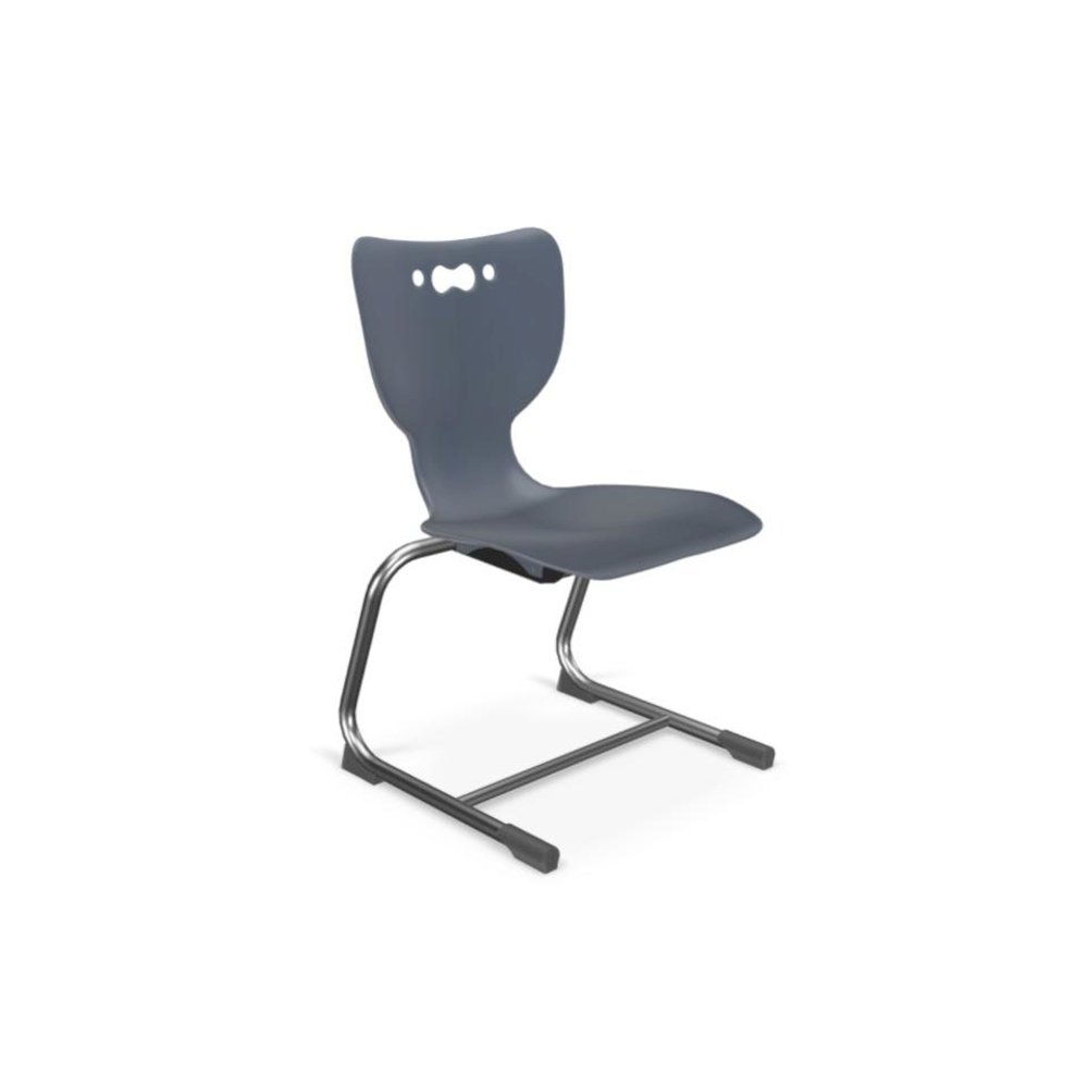 Hierarchy Cantilever School Chair,  16" Height, Chrome Frame, Navy Shell. Picture 1
