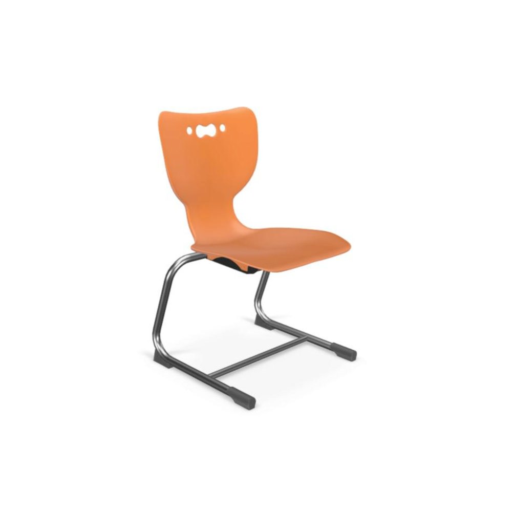 Hierarchy Cantilever School Chair,  16" Height, Chrome Frame, Orange Shell. Picture 1