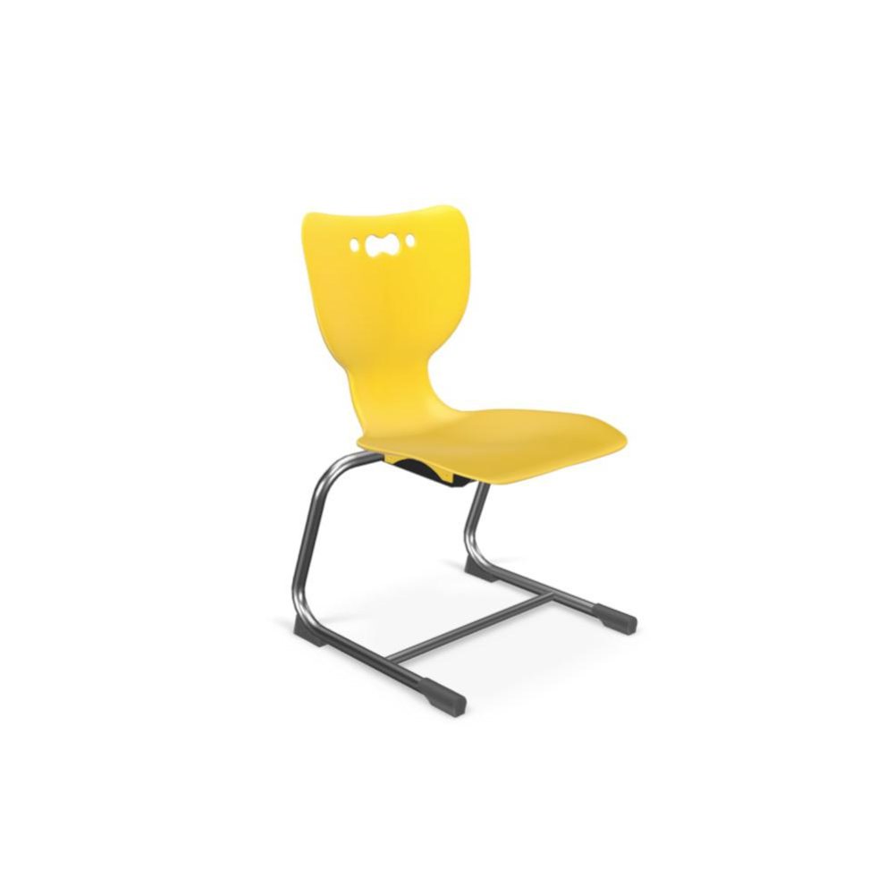 Hierarchy Cantilever School Chair, 16" Height, Chrome Frame, Yellow Shell. Picture 1