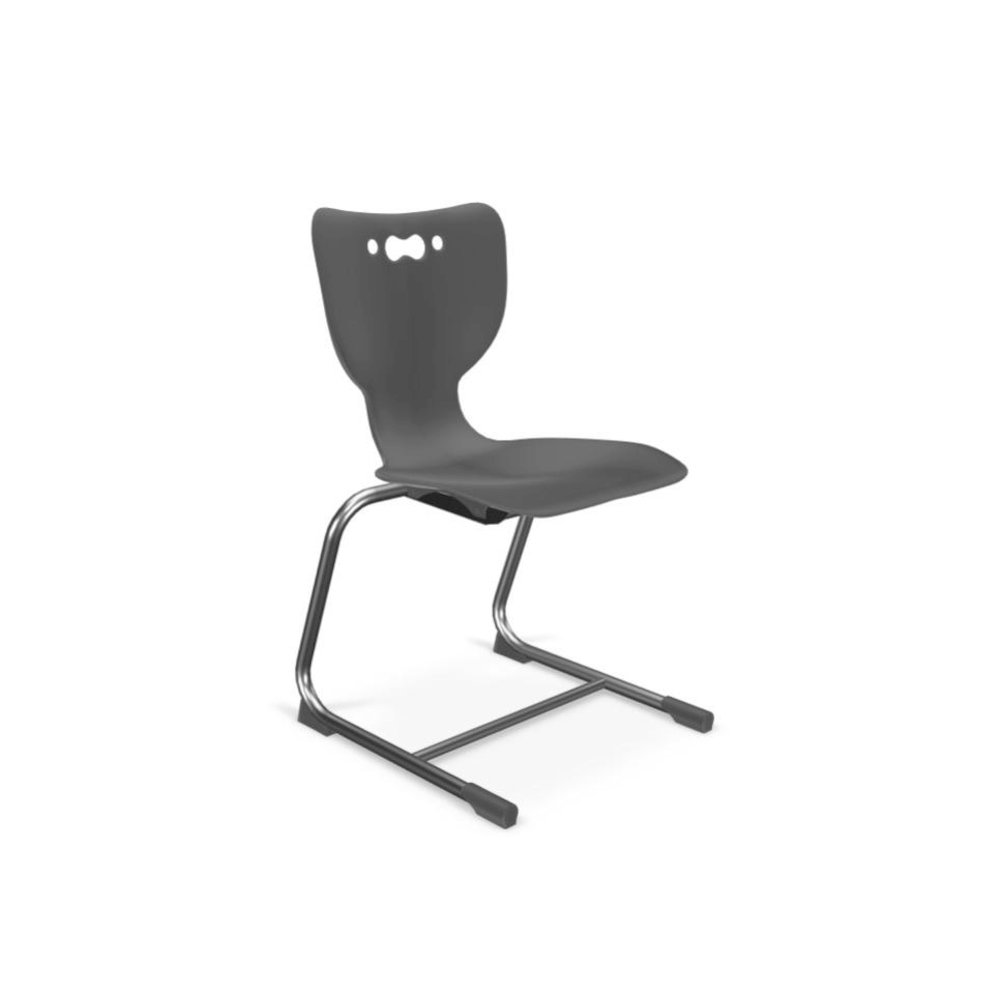 Hierarchy Cantilever School Chair,  18" Height, Chrome Frame, Black Shell. Picture 1