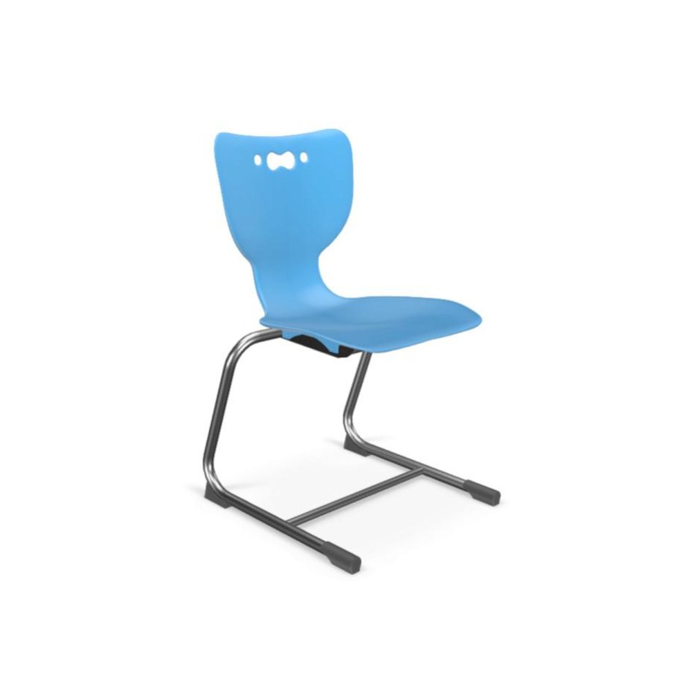 Hierarchy Cantilever School Chair,  18" Height, Chrome Frame, Blue Shell. Picture 1