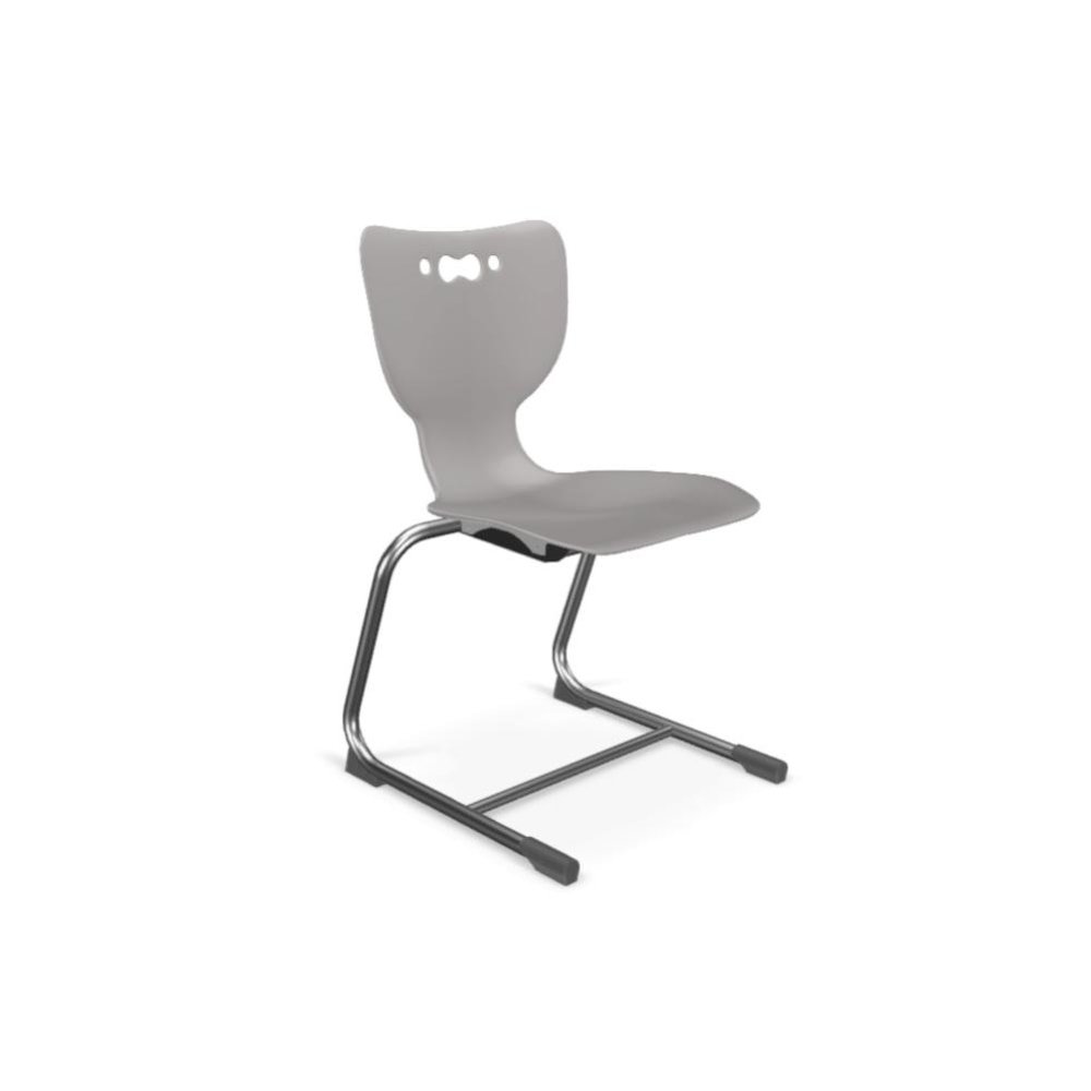 Hierarchy Cantilever School Chair, 18" Height, Chrome Frame, Grey Shell. Picture 1