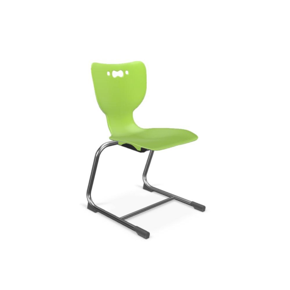 Hierarchy Cantilever School Chair, 18" Height, Chrome Frame, Lime Shell. Picture 1