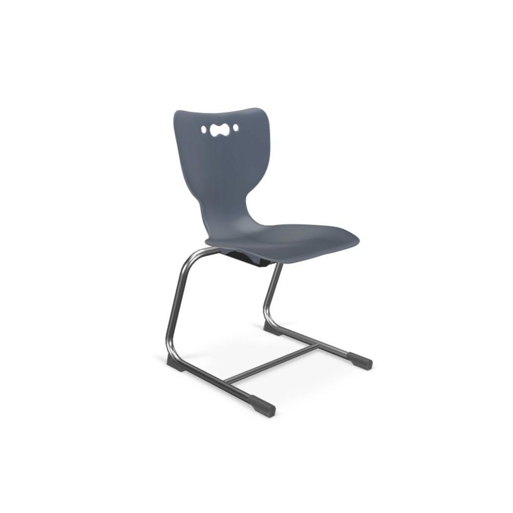Hierarchy Cantilever School Chair,18" Height, Chrome Frame, Navy Shell. Picture 1