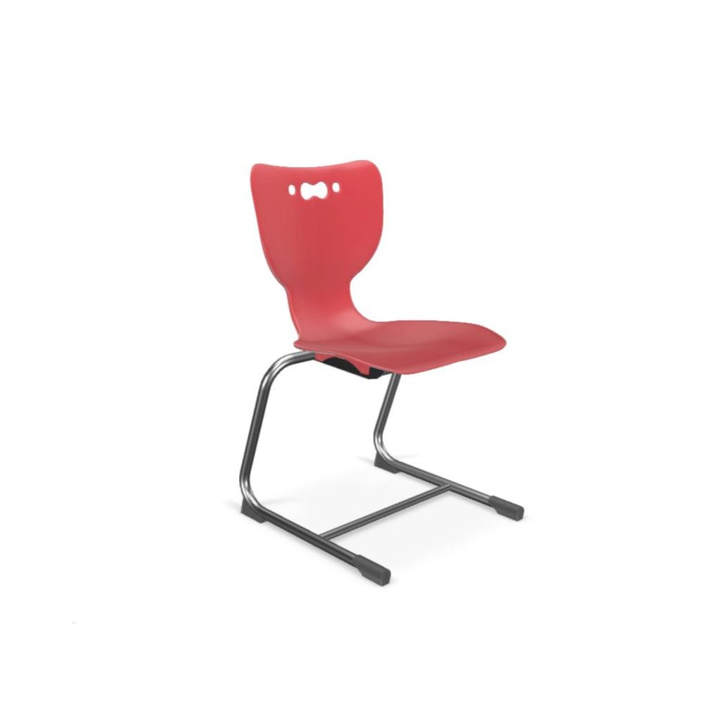 Hierarchy Cantilever School Chair, 18" Height, Chrome Frame, Red Shell. Picture 1