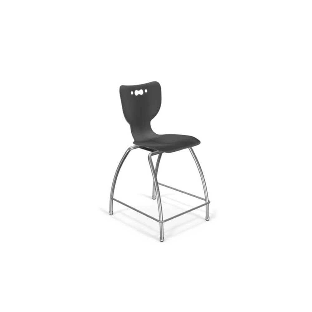 Hierarchy Stool - 4-Leg Stool (24 inch) - No Arms- Chrome Base - Black. Picture 1
