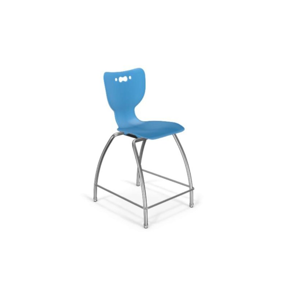 Hierarchy Stool - 4-Leg Stool (24 inch) - No Arms- Chrome Base -  Blue. Picture 1