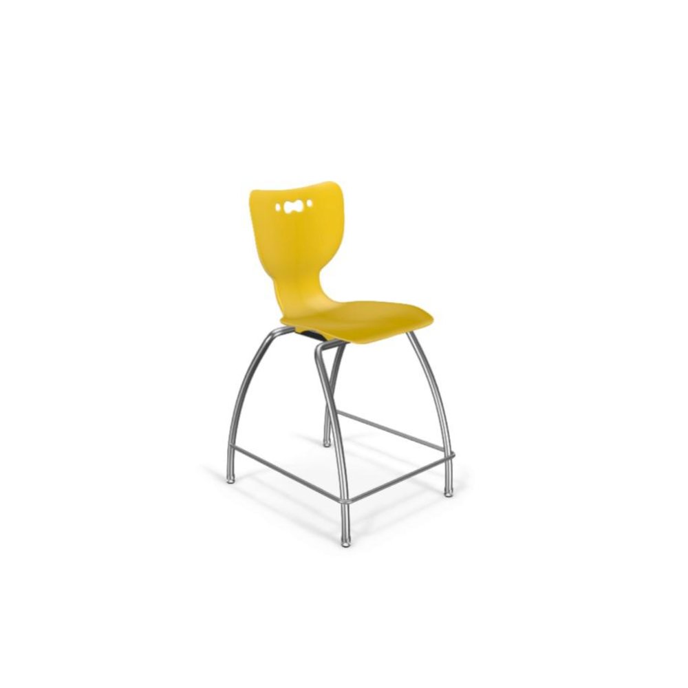 Hierarchy Stool - 4-Leg Stool (24 inch) - Yellow- No Arms- Chrome Base -. Picture 1