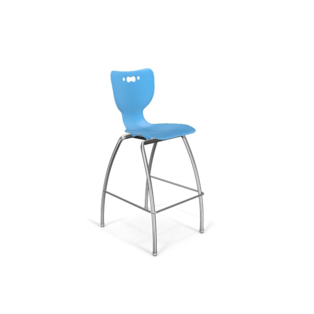 Hierarchy Stool - 4-Leg Stool (30  inch) - Blue- No Arms- Chrome Base. Picture 1