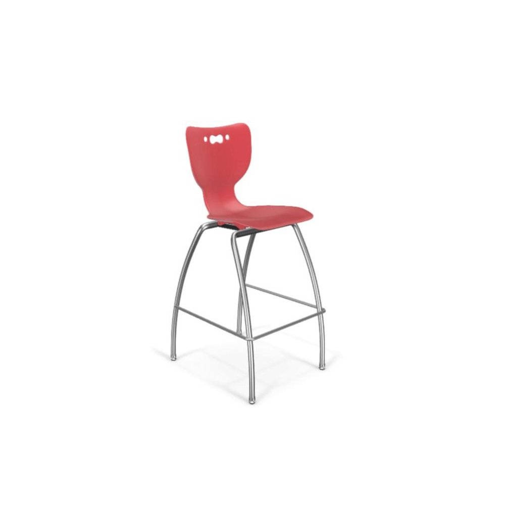 Hierarchy Stool - 4-Leg Stool (30 inch) - Red- No Arms- Chrome Base. Picture 1