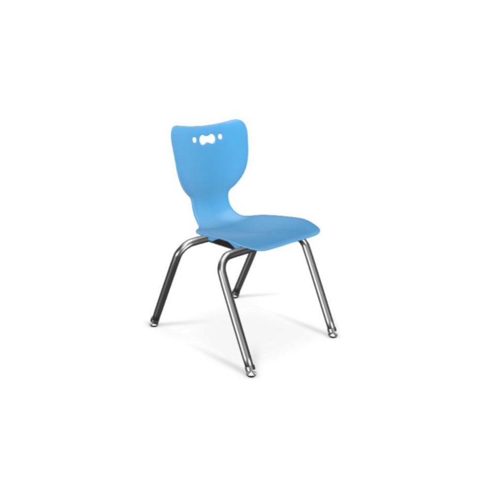 Hierarchy School Chair, 4-Leg, 14" Height, Chrome Frame, Blue Shell. Picture 1