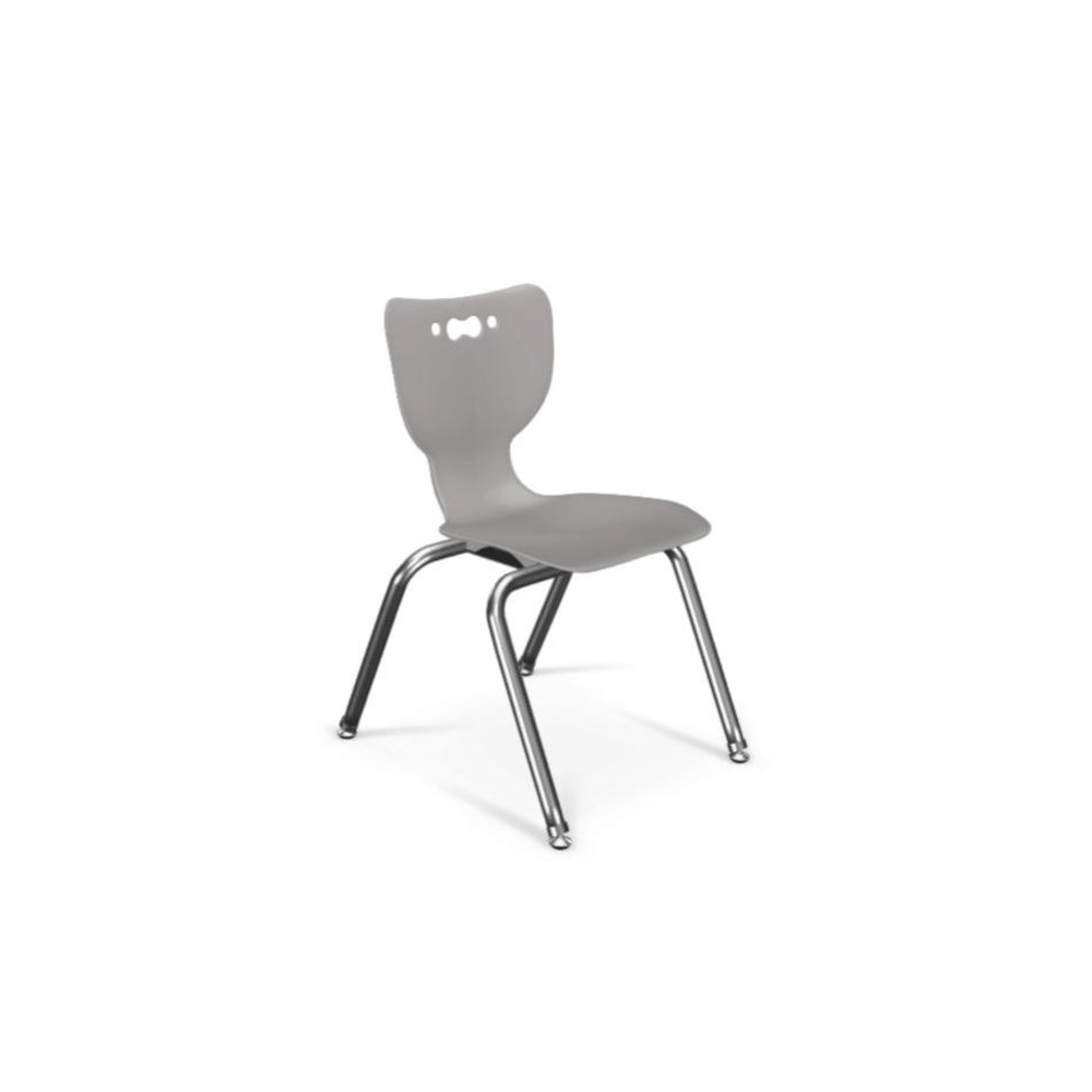 Hierarchy School Chair, 4-Leg, 14" Height, Chrome Frame, Grey Shell. Picture 1