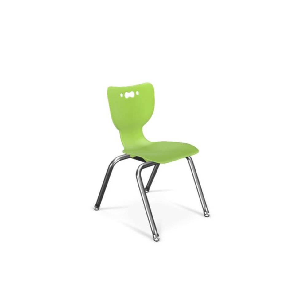Hierarchy School Chair,  4-Leg, 14" Height, Chrome Frame, Lime Green Shell. Picture 1