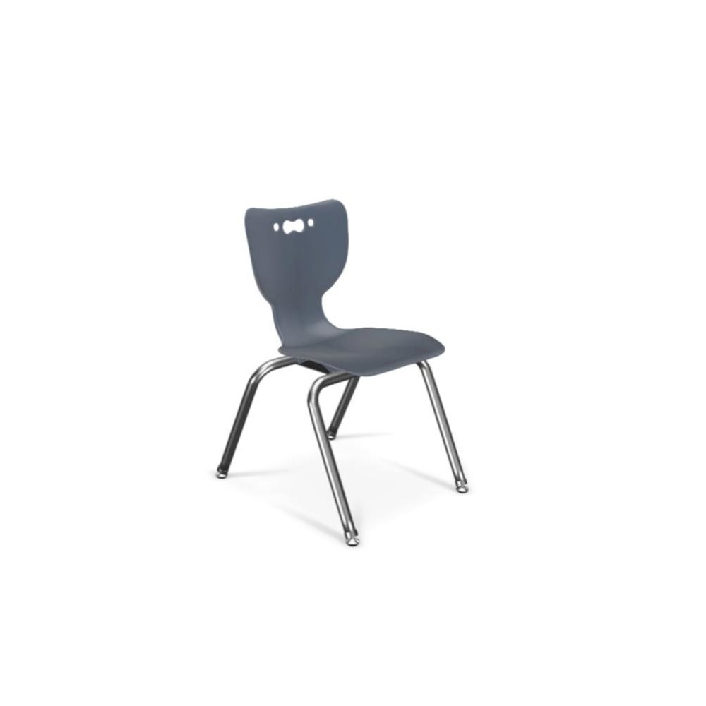 Hierarchy School Chair,  4-Leg, 14" Height, Chrome Frame, Navy Shell. Picture 1