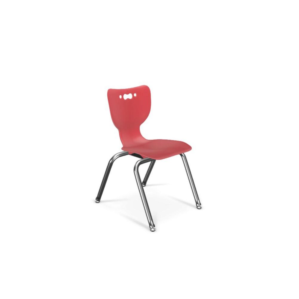 Hierarchy School Chair, 4-Leg, 14" Height, Chrome Frame, Red Shell. Picture 1