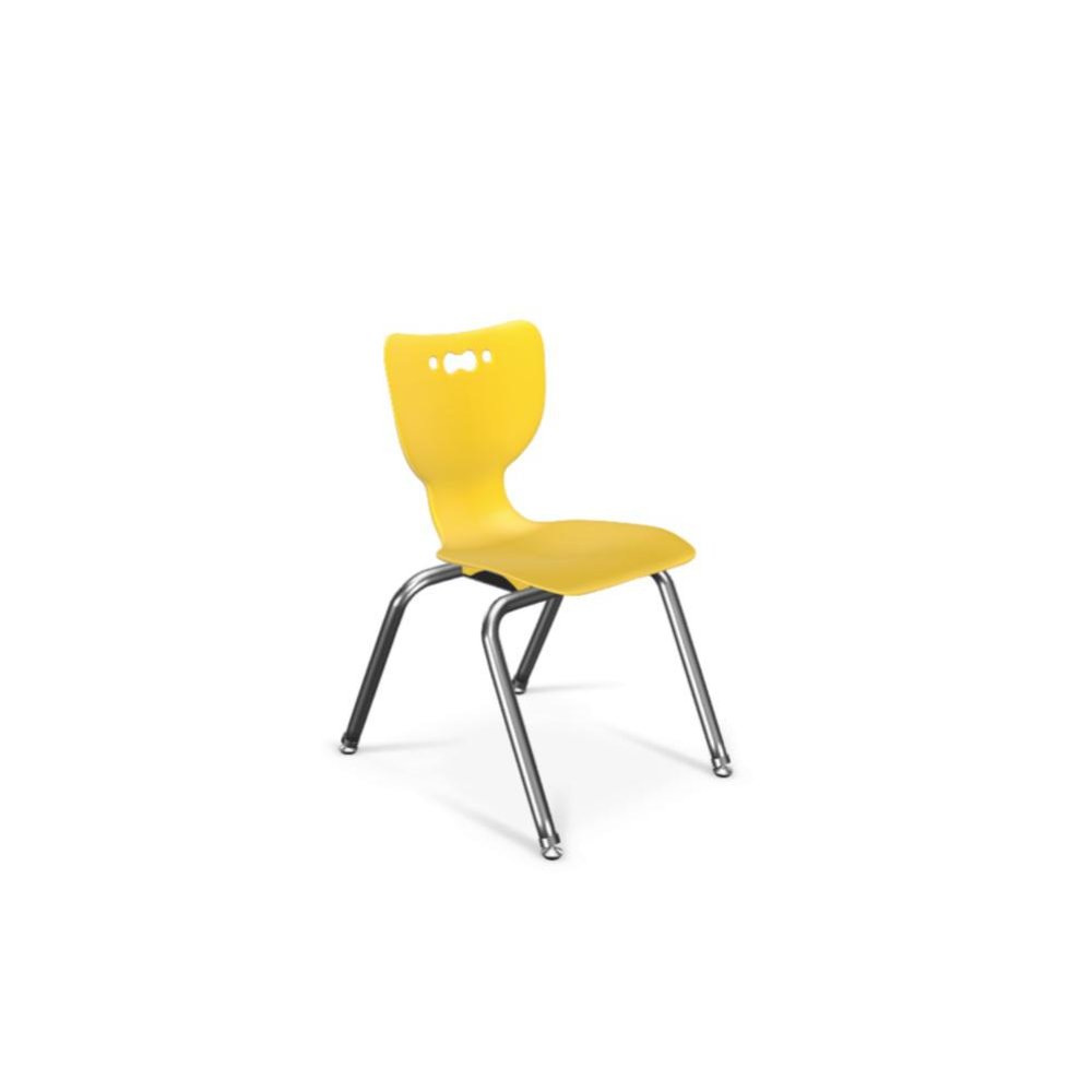 Hierarchy School Chair, 4-Leg, 14" Height, Chrome Frame, Yellow Shell. Picture 1