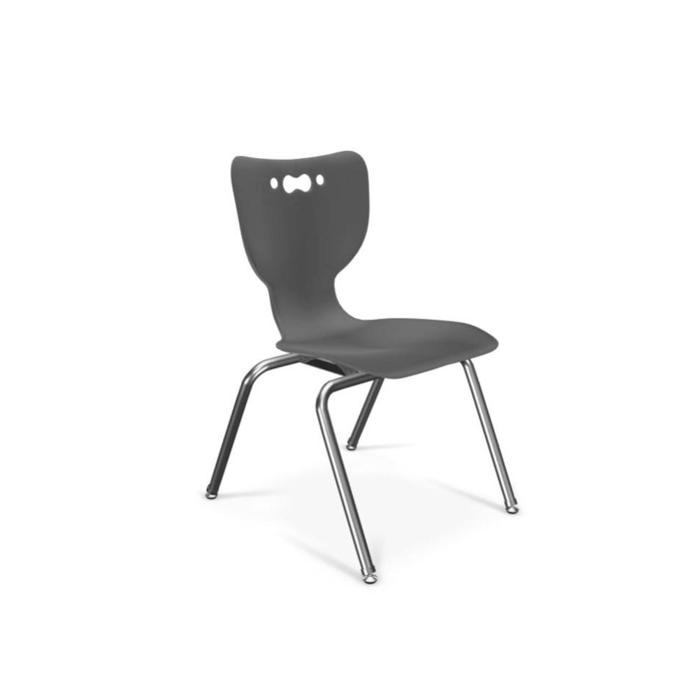Hierarchy School Chair, 4-Leg, 16" Height, Chrome Frame, Black Shell. Picture 1