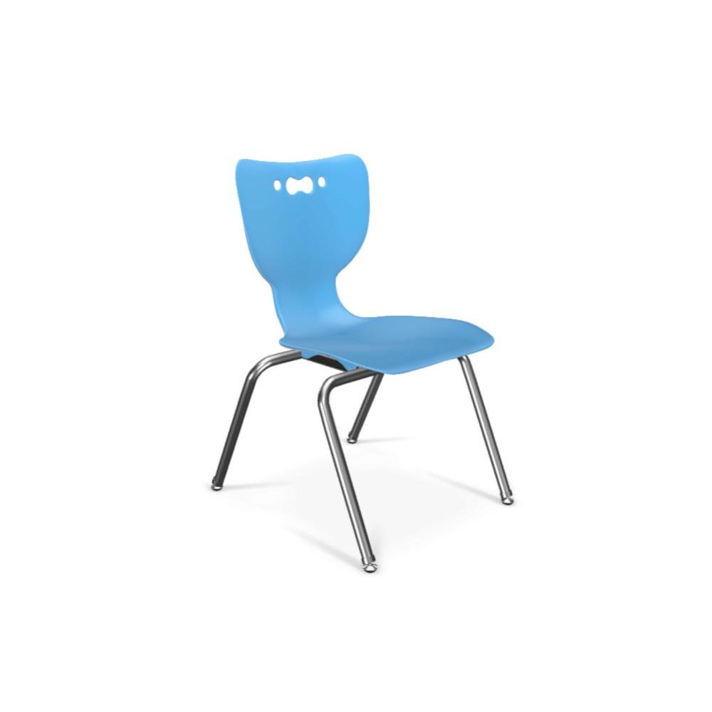 Hierarchy School Chair, 4-Leg, 16" Height, Chrome Frame, Blue Shell. Picture 1