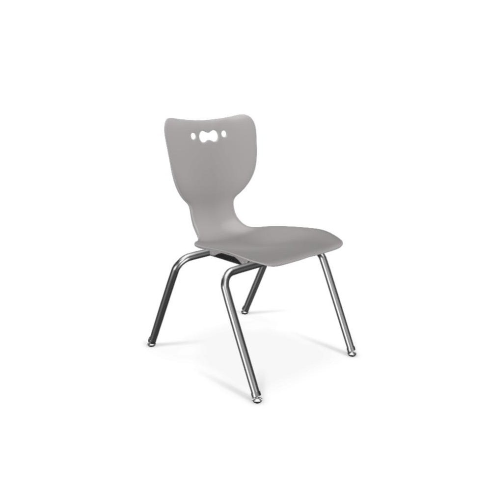 Hierarchy School Chair,  4-Leg, 16" Height, Chrome Frame, Grey Shell. Picture 1