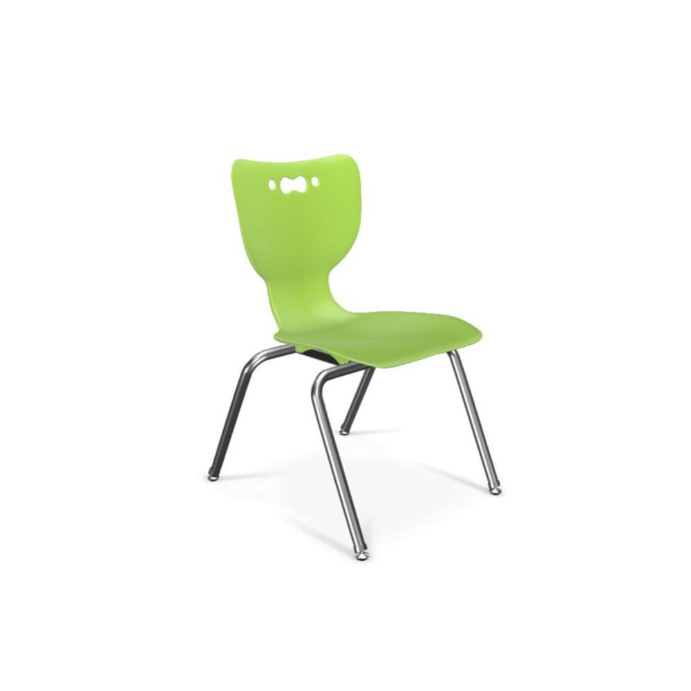 Hierarchy School Chair,  4-Leg, 16" Height, Chrome Frame, Lime Green Shell. Picture 1