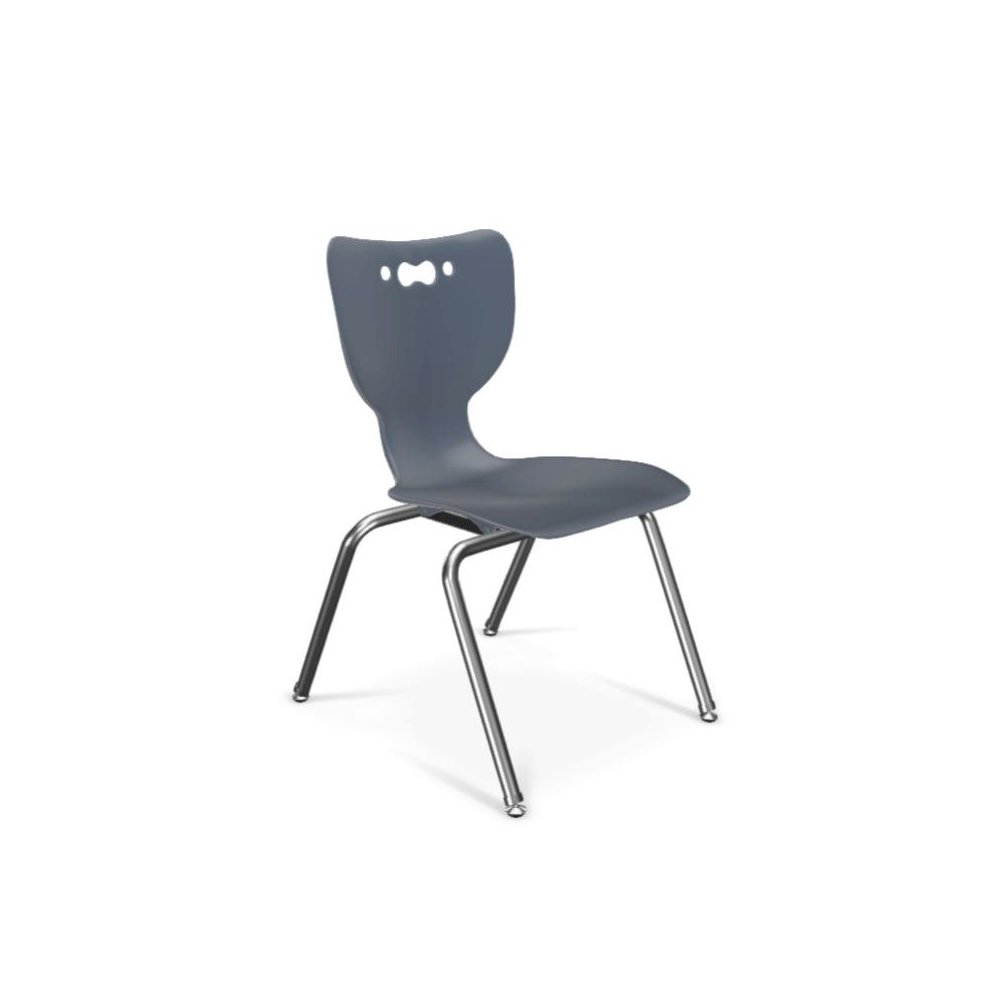 Hierarchy School Chair,  4-Leg, 16" Height, Chrome Frame, Navy Shell. Picture 1