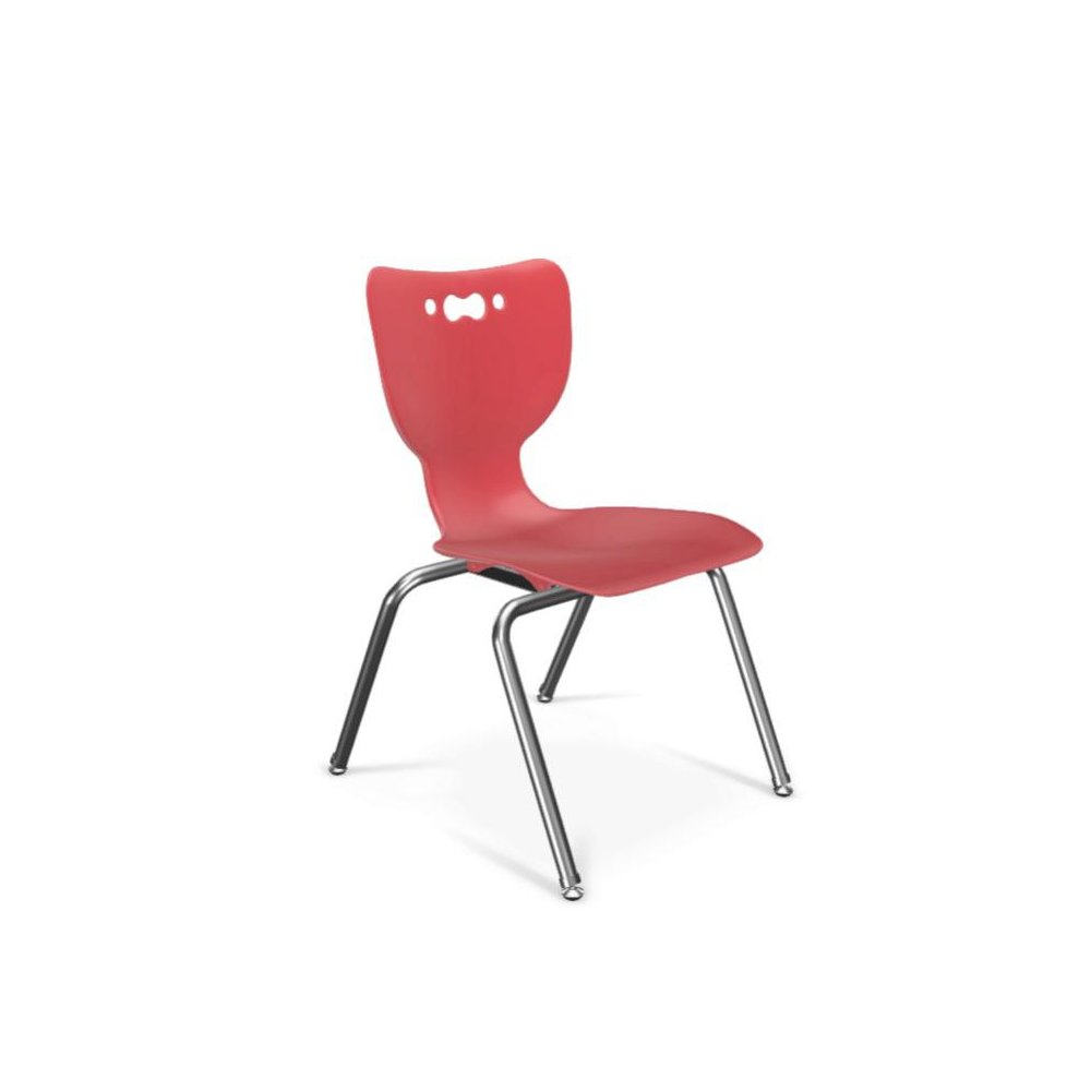 Hierarchy School Chair, 4-Leg, 16" Height, Chrome Frame, Red Shell. Picture 1