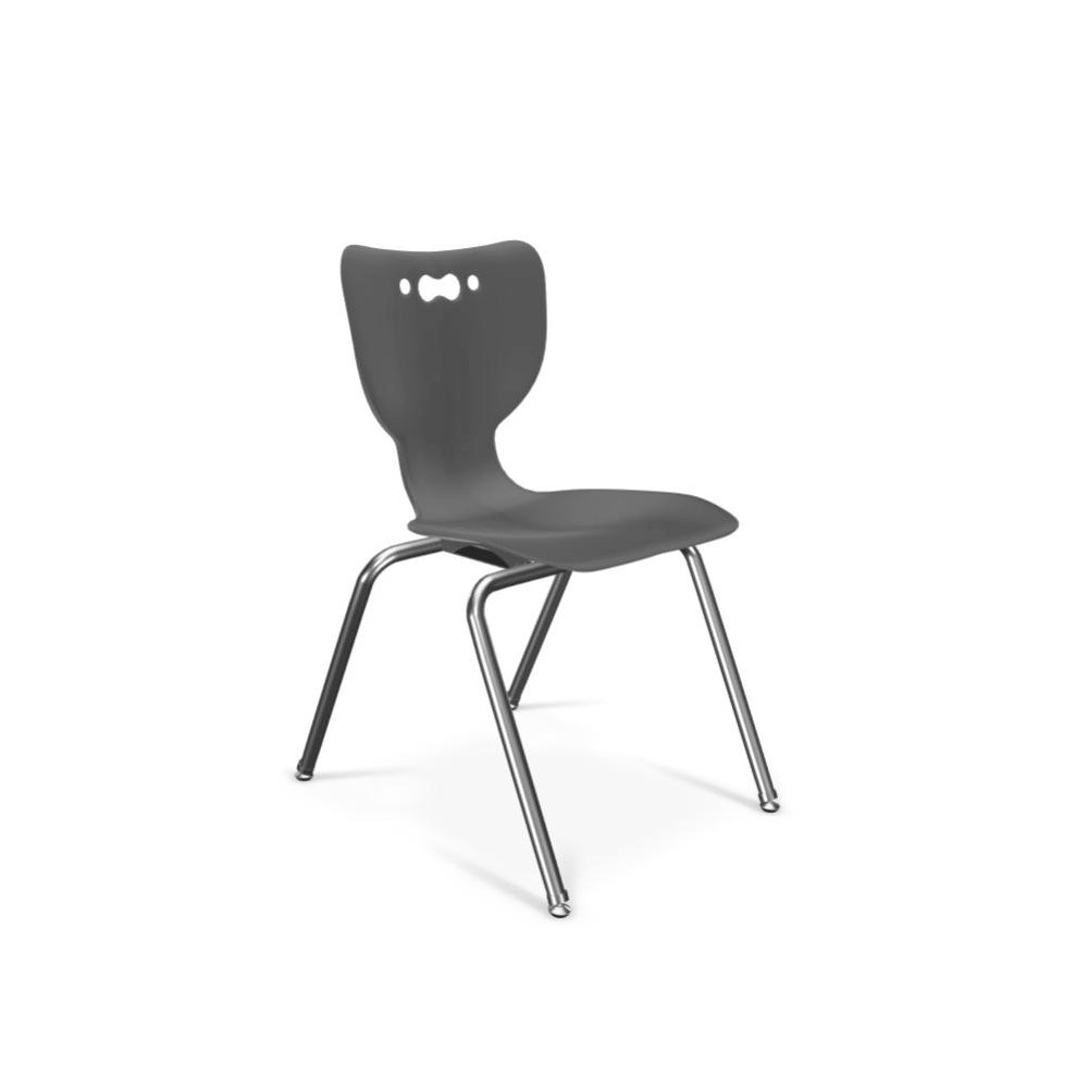 Hierarchy School Chair, 4-Leg, 18" Height, Chrome Frame, Black Shell. Picture 1