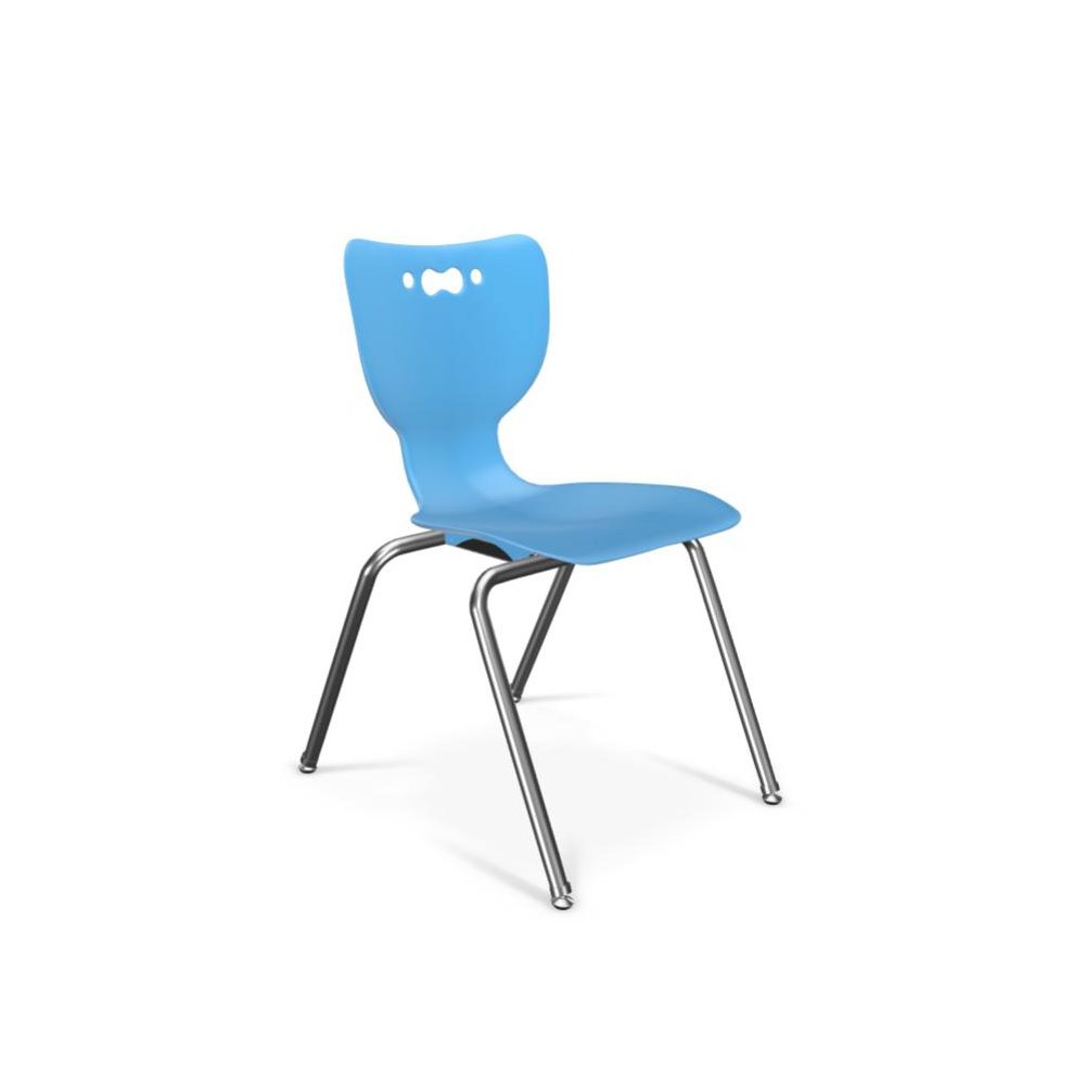 Hierarchy School Chair, 4-Leg, 18" Height, Chrome Frame, Blue Shell. Picture 1