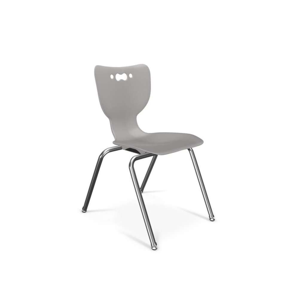 Hierarchy School Chair,  4-Leg, 18" Height, Chrome Frame, Grey Shell. Picture 1