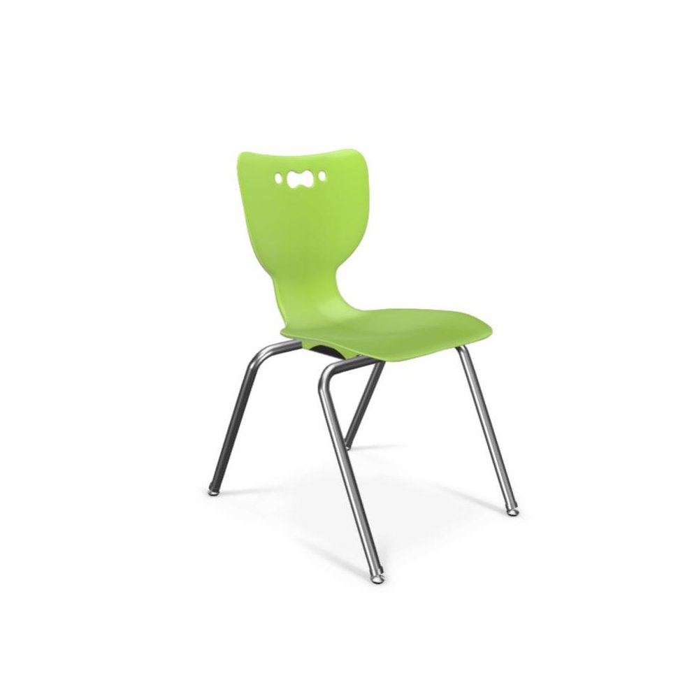 Hierarchy School Chair, 4-Leg, 18" Height, Chrome Frame, Lime Green Shell. Picture 1