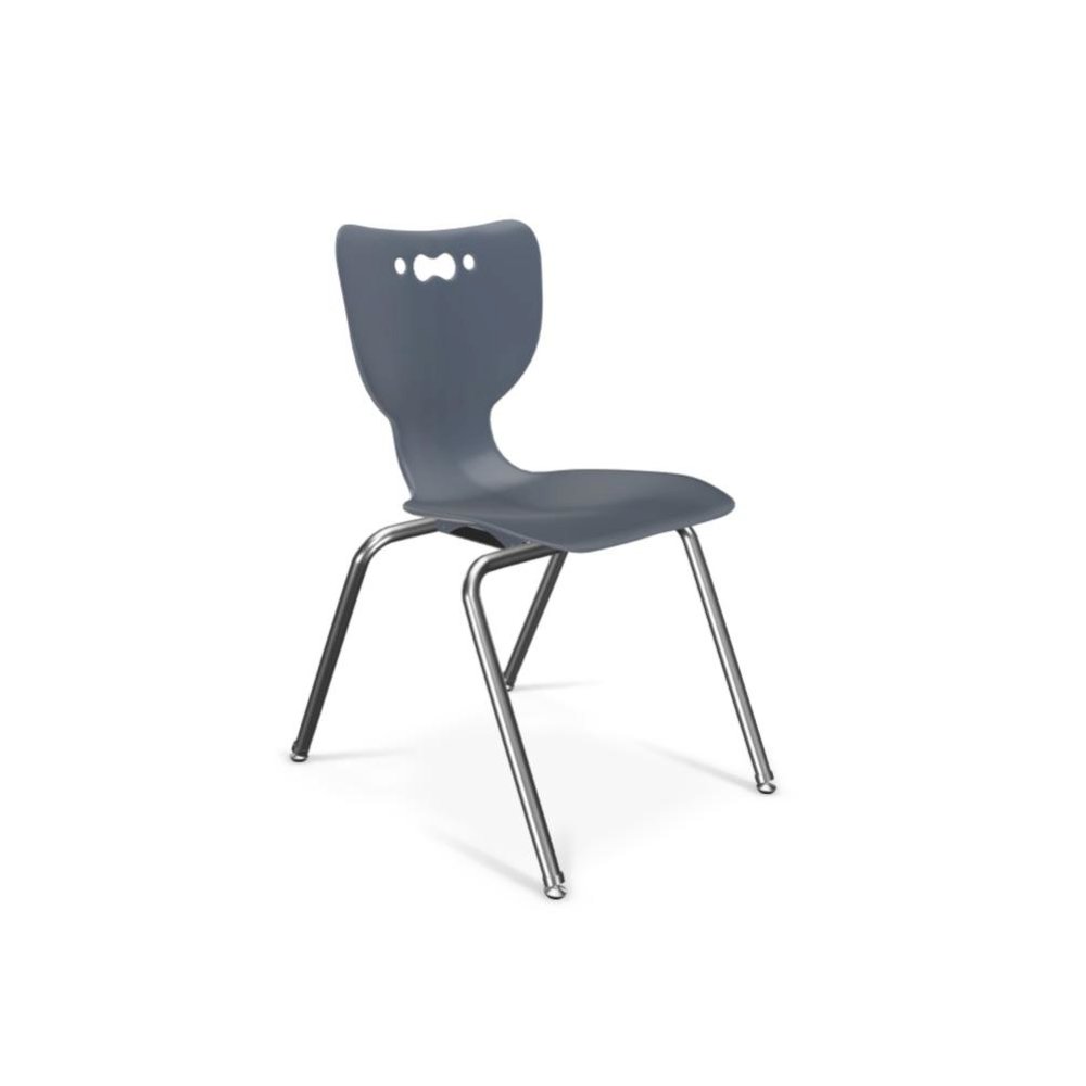 Hierarchy School Chair,  4-Leg, 18" Height, Chrome Frame, Navy Shell. Picture 1