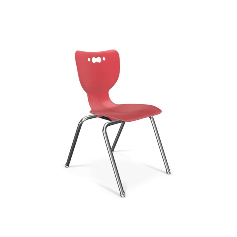 Hierarchy School Chair, 4-Leg, 18" Height, Chrome Frame, Red Shell. Picture 1