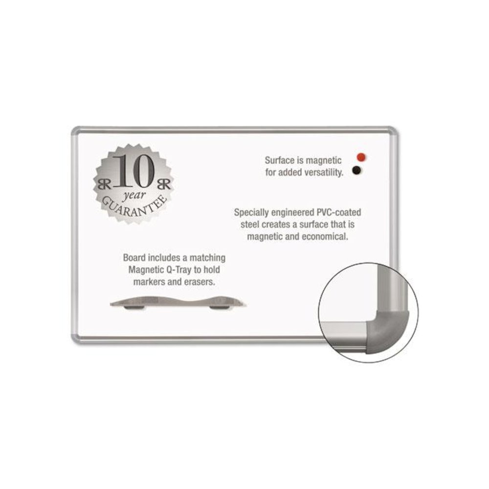 Magne-Rite Magnetic Dry Erase Board, 72 x 48, White Surface, Silver Aluminum Frame. Picture 1