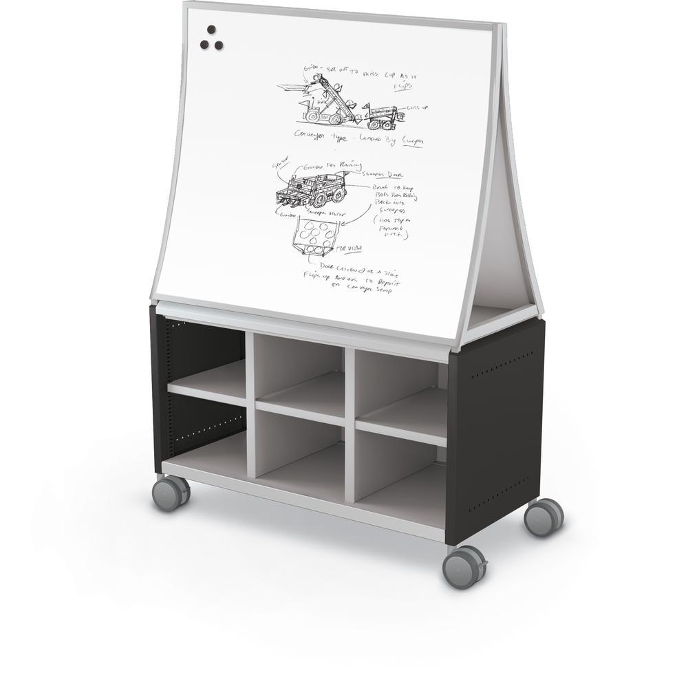 Compass Cabinet - Maxi H1 -Cubbies / Casters / Ogee Board - Black. Picture 1