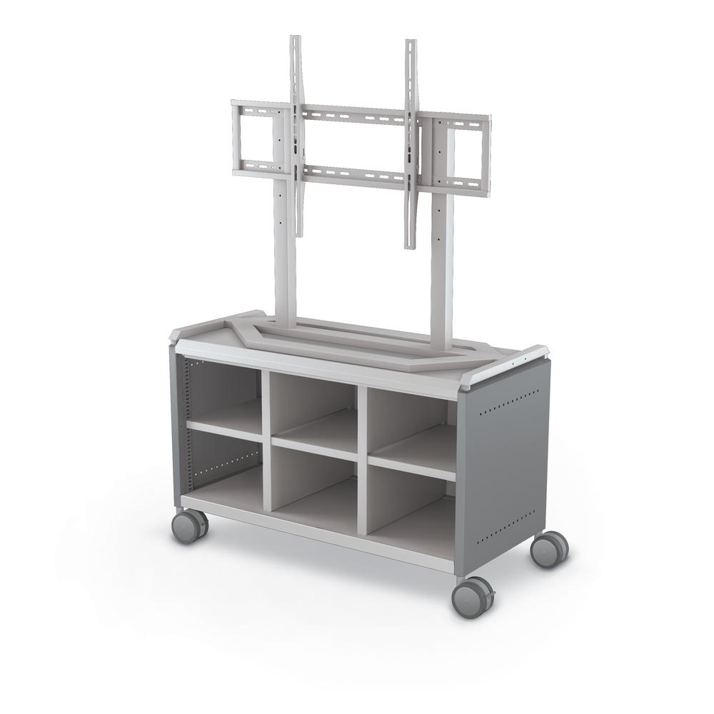 Compass Cabinet - Maxi H1 -Cubbies / Casters / TV Mount- Cool Grey. Picture 1