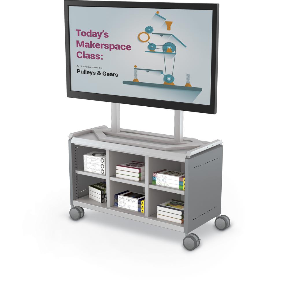 Compass Cabinet - Maxi H1 -Cubbies / Casters / TV Mount- Cool Grey. Picture 2
