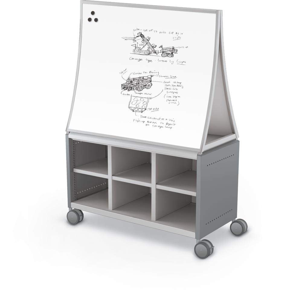 Compass Cabinet - Maxi H1 -Cubbies / Casters / Ogee Board - Cool Grey. Picture 1